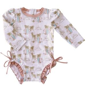 Caden Lane® UPF 50+ Long Sleeve Rash Guard with Ruffle Bottom